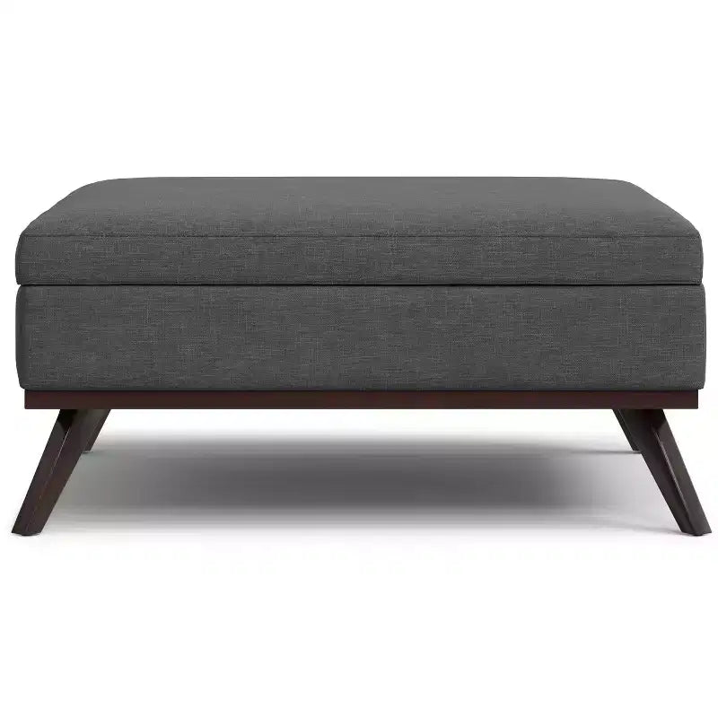 Pouf de rangement table basse carrée XL moderne du milieu du siècle, 100 cm de large