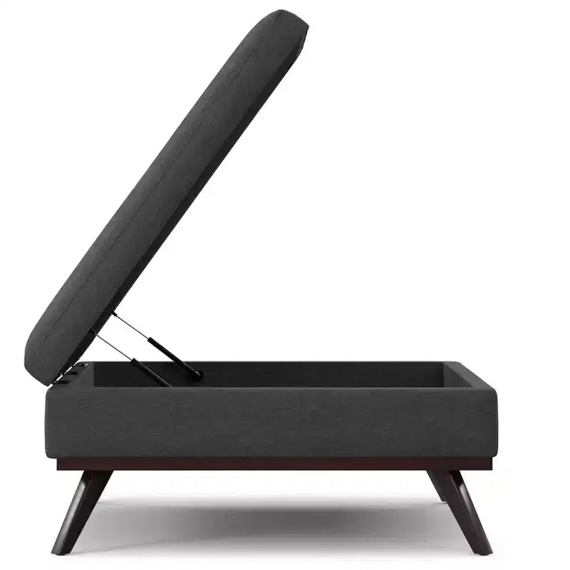 Pouf de rangement table basse carrée XL moderne du milieu du siècle, 100 cm de large
