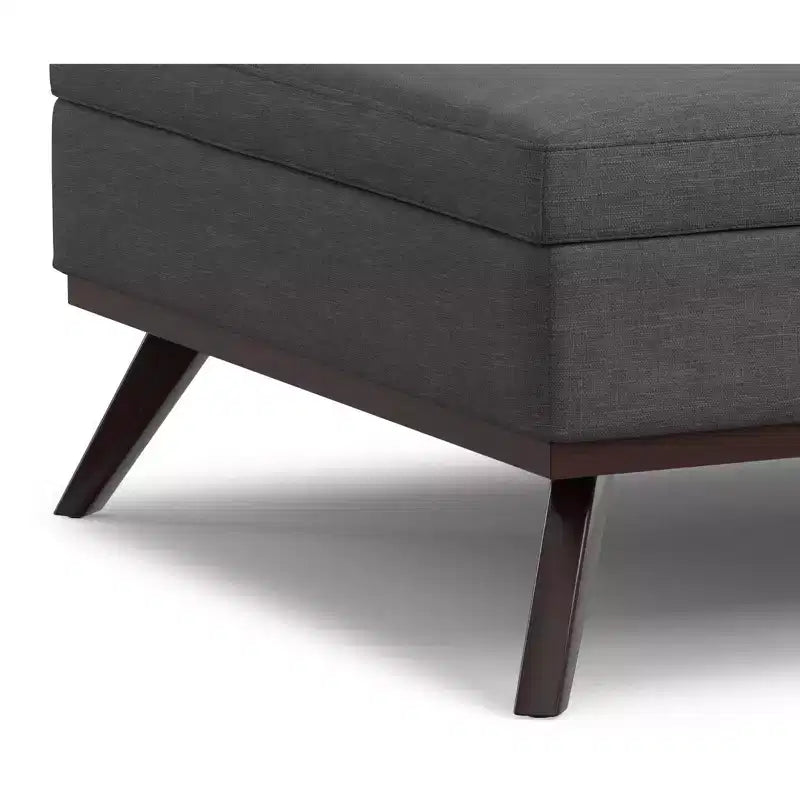Pouf de rangement table basse carrée XL moderne du milieu du siècle, 100 cm de large