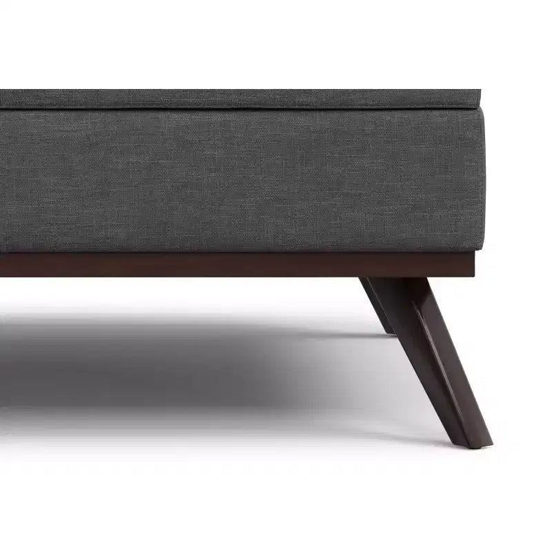 Pouf de rangement table basse carrée XL moderne du milieu du siècle, 100 cm de large