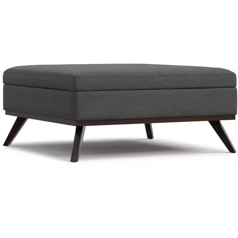 Pouf de rangement table basse carrée XL moderne du milieu du siècle, 100 cm de large