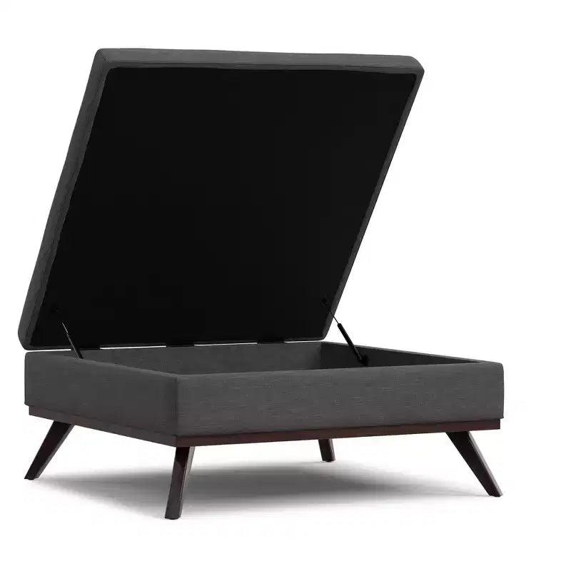 Pouf de rangement table basse carrée XL moderne du milieu du siècle, 100 cm de large