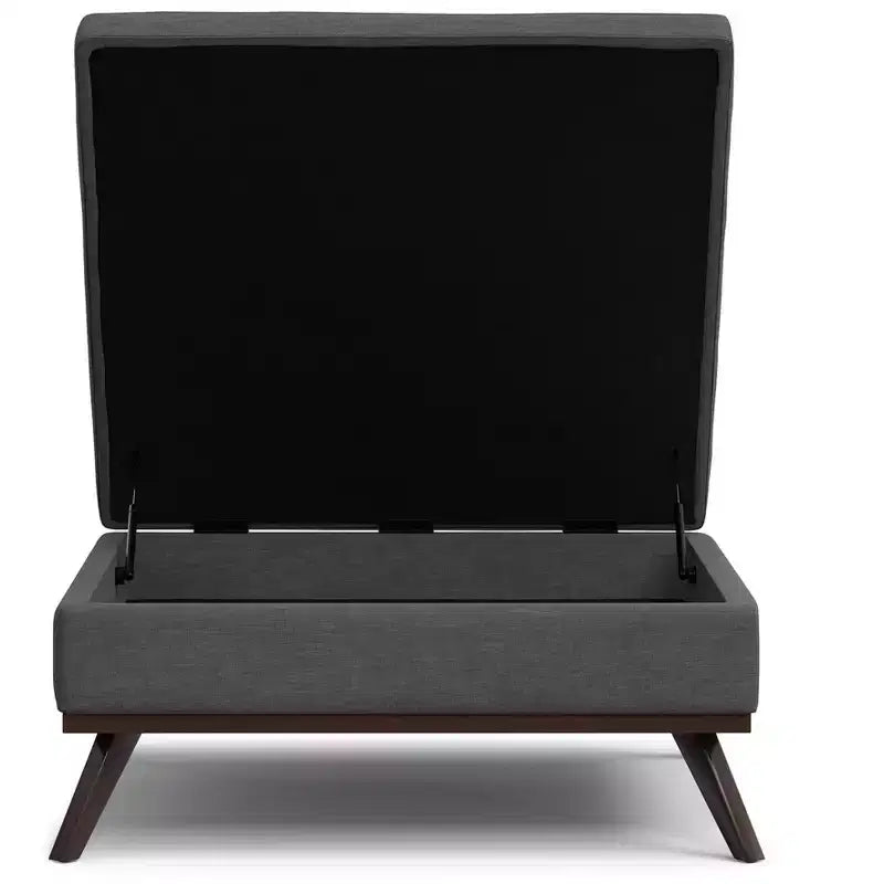 Pouf de rangement table basse carrée XL moderne du milieu du siècle, 100 cm de large