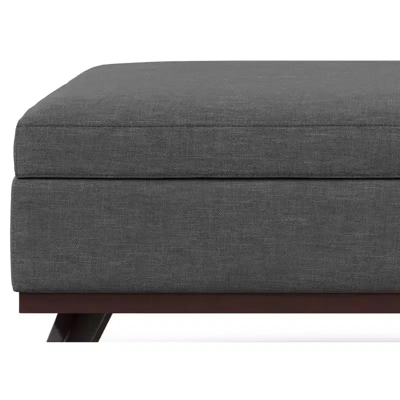 Pouf de rangement table basse carrée XL moderne du milieu du siècle, 100 cm de large