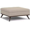 Ethan 40 inch Wide Mid-Century Modern XL Square Coffee Table Storage Ottoman