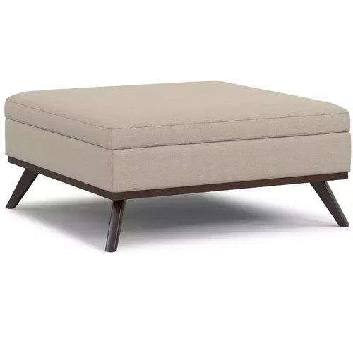 Ethan 40 inch Wide Mid-Century Modern XL Square Coffee Table Storage Ottoman