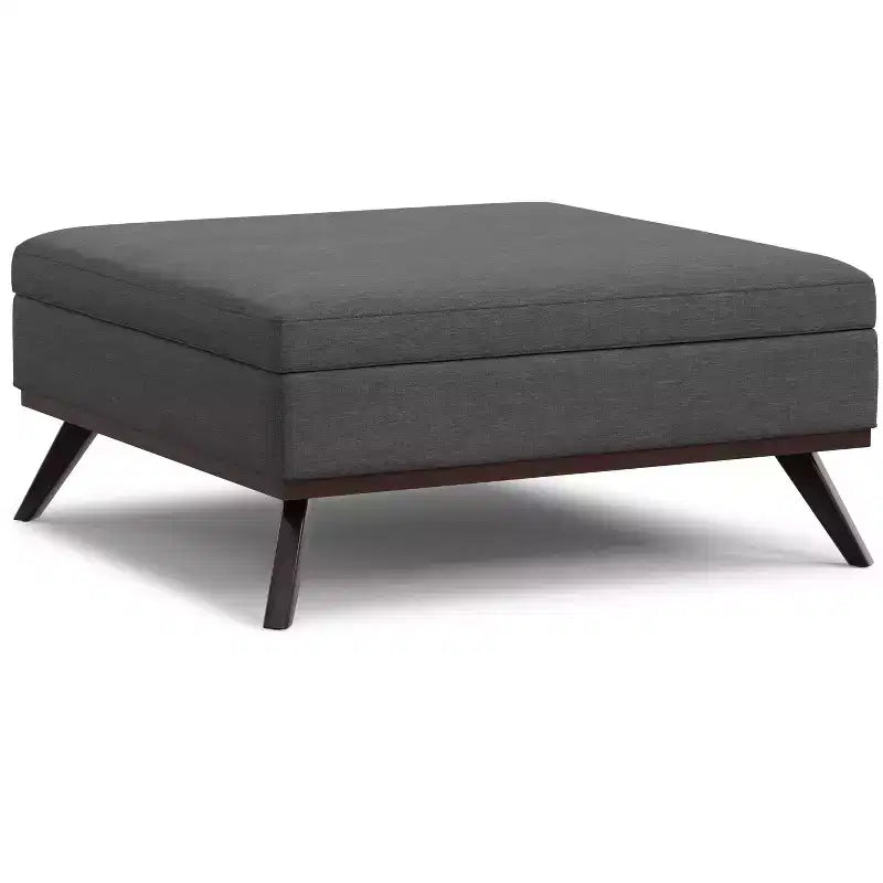 Pouf de rangement table basse carrée XL moderne du milieu du siècle, 100 cm de large