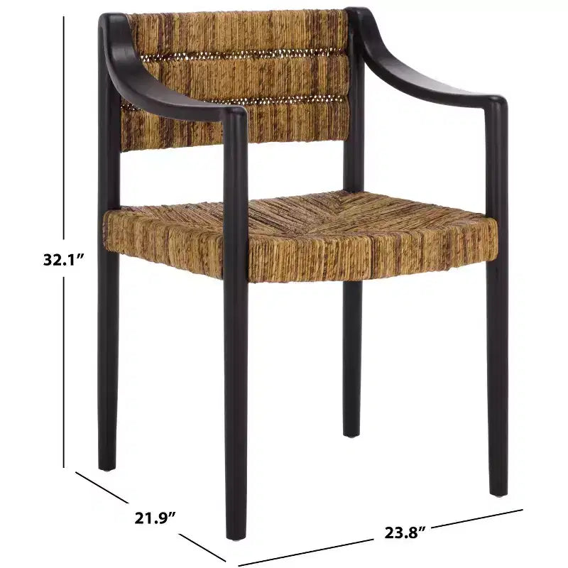 Chaise de salle à manger avec accoudoirs - DCH1214 - Bananier naturel/Noir