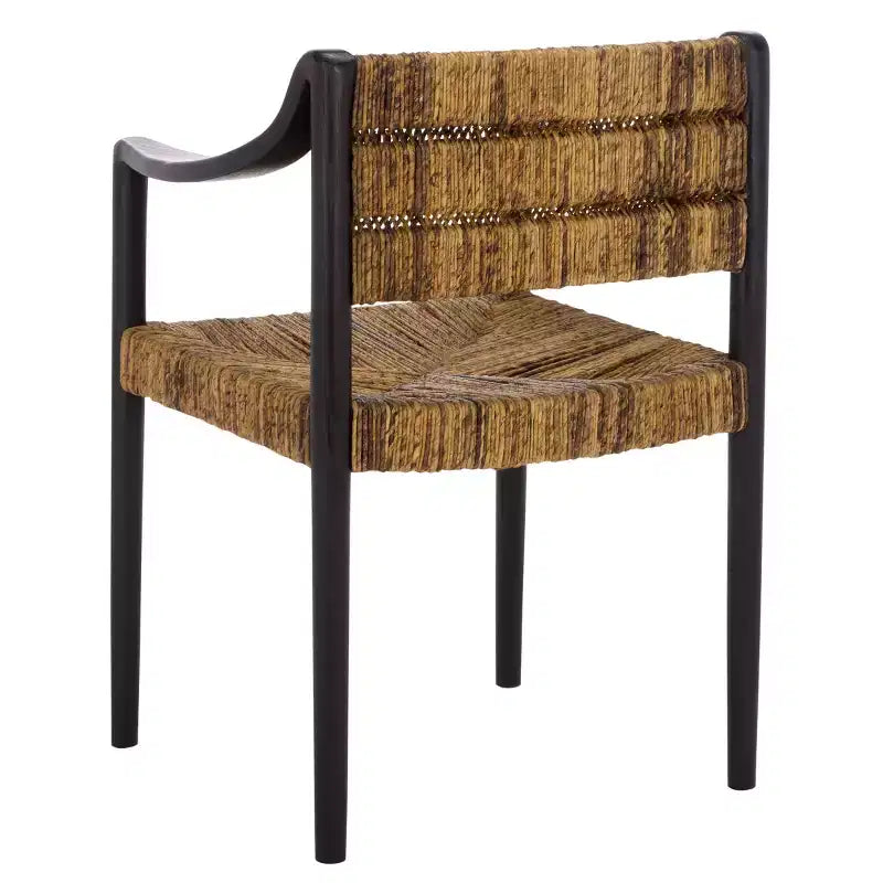 Chaise de salle à manger avec accoudoirs - DCH1214 - Bananier naturel/Noir