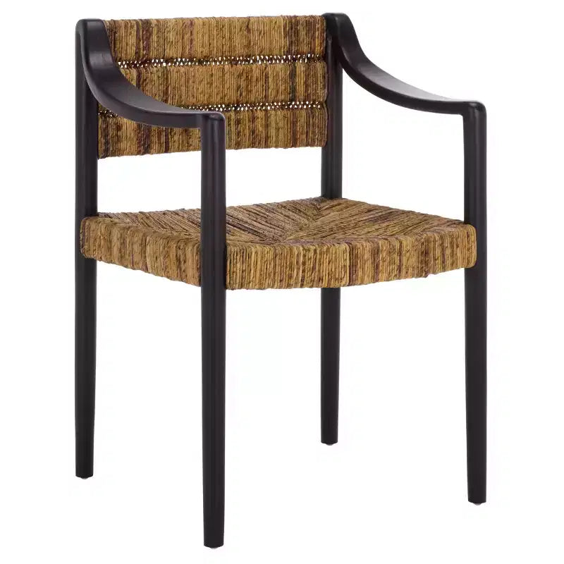 Chaise de salle à manger avec accoudoirs - DCH1214 - Bananier naturel/Noir