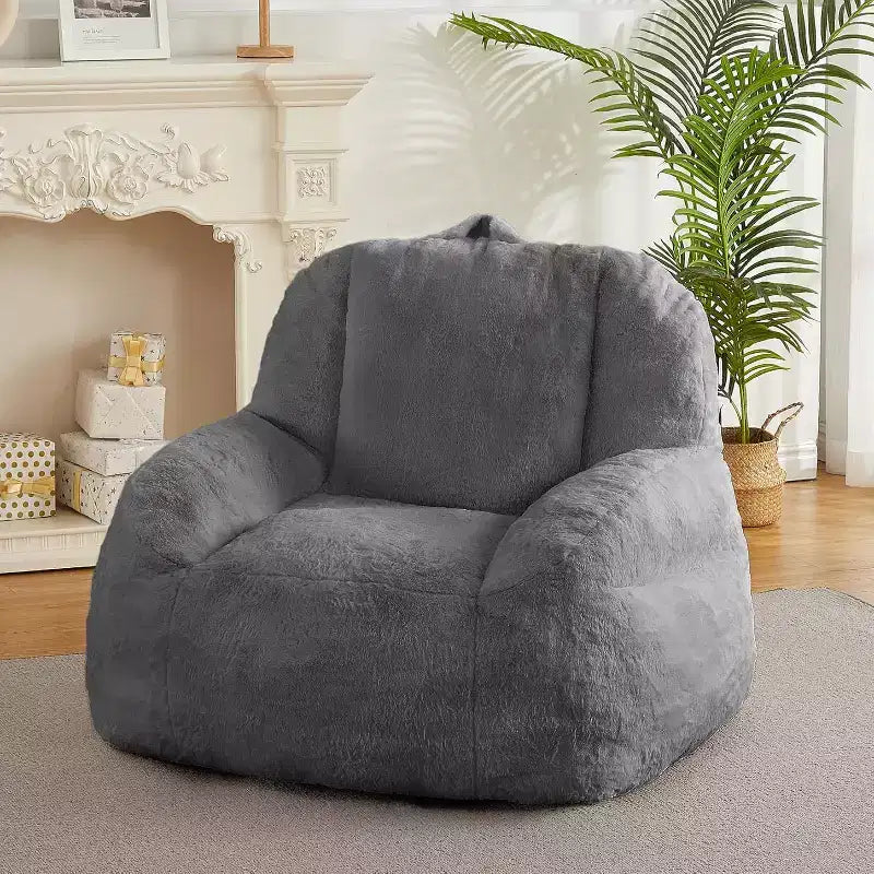 Pouf géant, canapé-lit poire en fausse fourrure avec rembourrage, pouf pour adultes, grand canapé de sol paresseux, grand pouf de salon