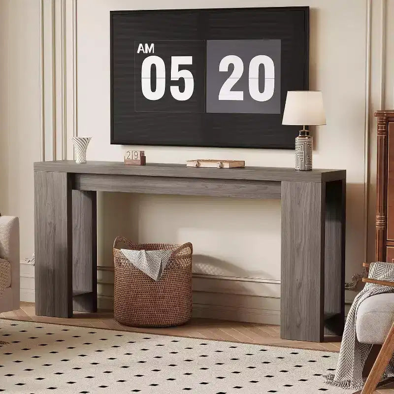 Console d'entrée rustique en bois de 70,9 pouces de long pour couloir, salon, derrière un canapé, profondeur étroite de 11,8 pouces