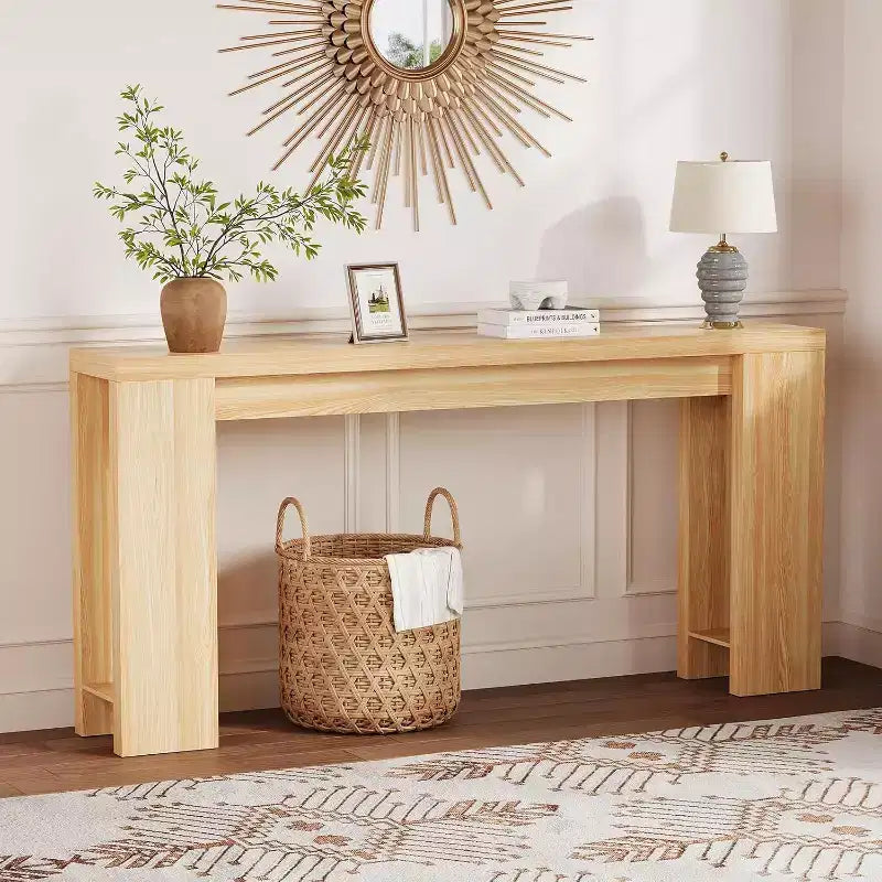 Console d'entrée rustique en bois de 70,9 pouces de long pour couloir, salon, derrière un canapé, profondeur étroite de 11,8 pouces