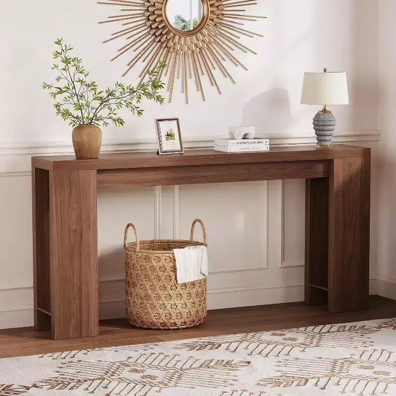 Console d'entrée rustique en bois de 70,9 pouces de long pour couloir, salon, derrière un canapé, profondeur étroite de 11,8 pouces