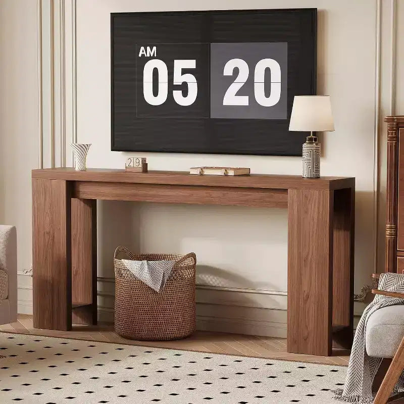 Console d'entrée rustique en bois de 70,9 pouces de long pour couloir, salon, derrière un canapé, profondeur étroite de 11,8 pouces