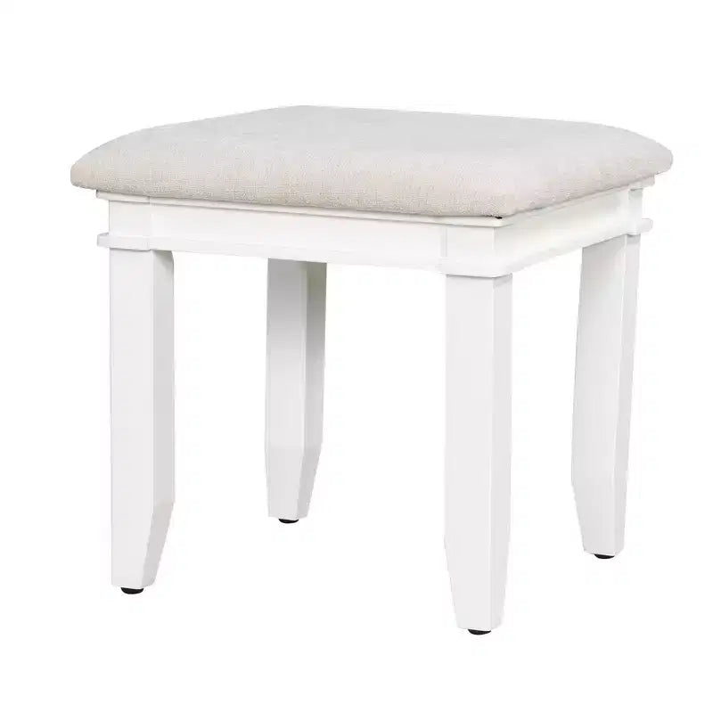 Coiffeuse bohème classique en bois avec miroir lumineux, 7 tiroirs et tabouret rembourré