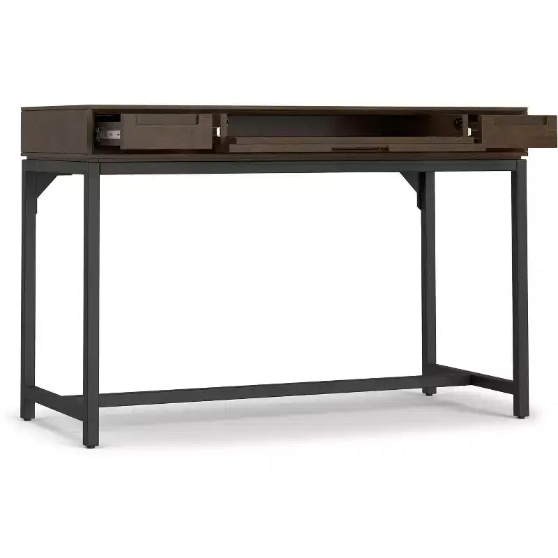 Petit bureau en bois massif au design industriel moderne de 48 pouces de large