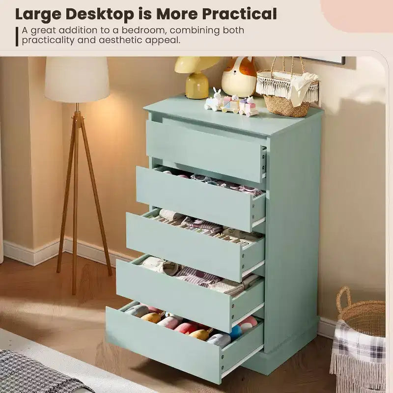 Commode haute pour chambre à coucher, Commode verticale en bois avec grand espace de rangement, Organisateur de placard
