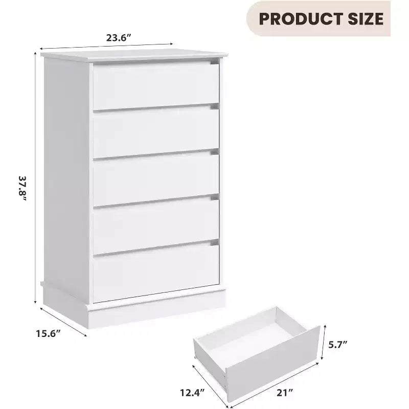 Commode haute pour chambre à coucher, Commode verticale en bois avec grand espace de rangement, Organisateur de placard