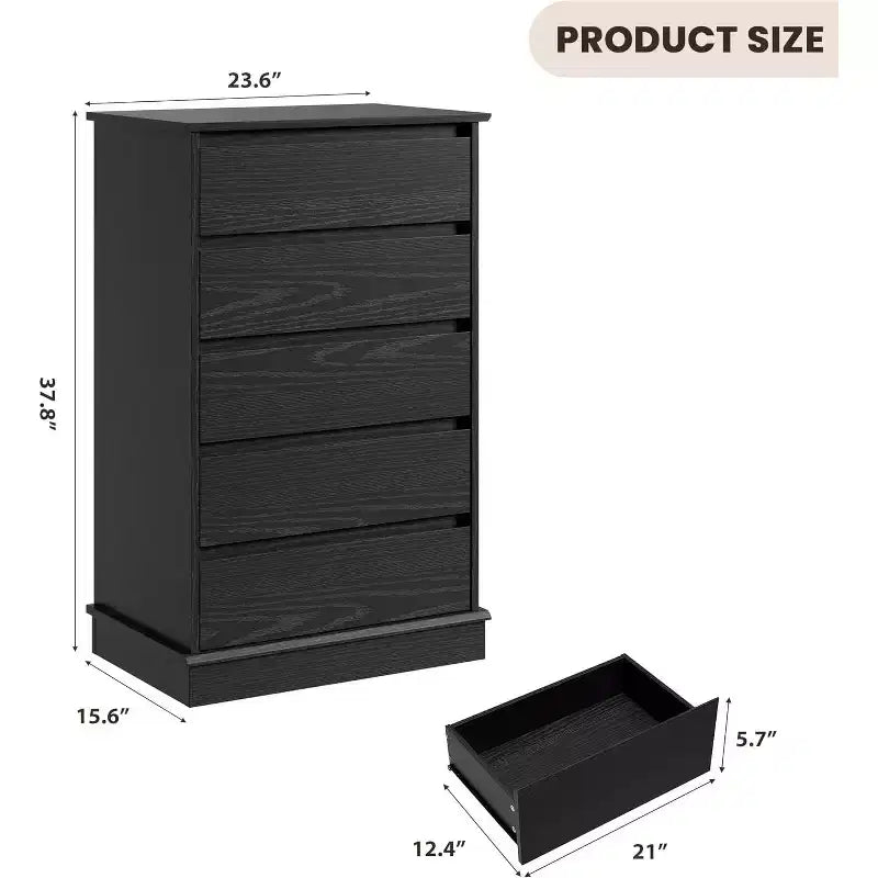 Commode haute pour chambre à coucher, Commode verticale en bois avec grand espace de rangement, Organisateur de placard