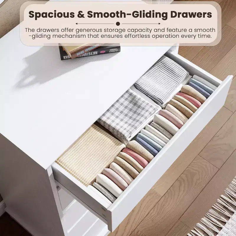 Commode haute pour chambre à coucher, Commode verticale en bois avec grand espace de rangement, Organisateur de placard