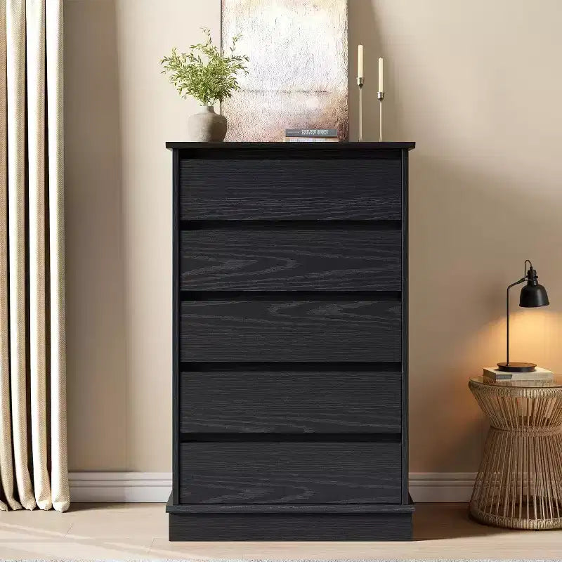 Commode haute pour chambre à coucher, Commode verticale en bois avec grand espace de rangement, Organisateur de placard