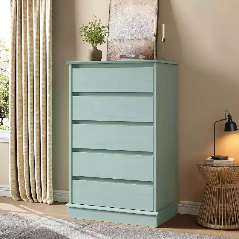 Commode haute pour chambre à coucher, Commode verticale en bois avec grand espace de rangement, Organisateur de placard