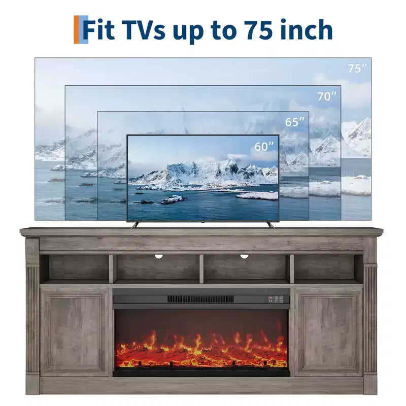 Meuble TV 58" pour téléviseur jusqu'à 75", meuble TV de 33" de haut, meuble TV de style ferme pour salon