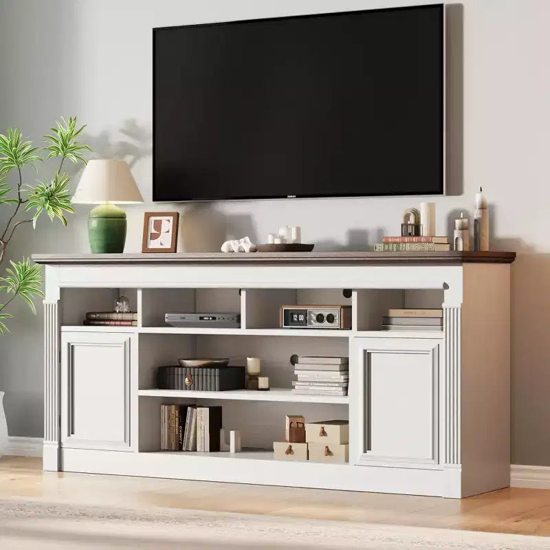 Meuble TV 58" pour téléviseur jusqu'à 75", meuble TV de 33" de haut, meuble TV de style ferme pour salon