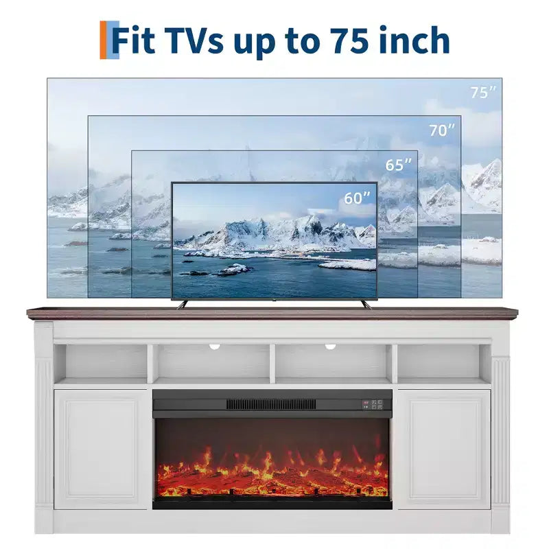 Meuble TV 58" pour téléviseur jusqu'à 75", meuble TV de 33" de haut, meuble TV de style ferme pour salon