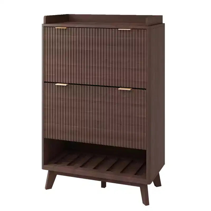 Meuble de rangement pour chaussures avec 2 tiroirs à rabat, meuble de rangement pour chaussures dissimulé sur pied, meuble à chaussures étroit en bois pour couloir et salon