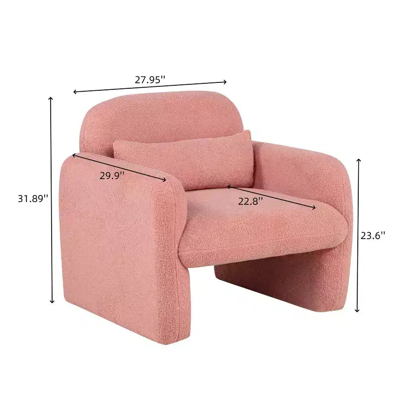 Fauteuil moderne en tissu polaire Teddy avec coussin pour salon, chambre à coucher, bureau