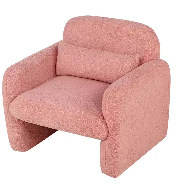 Fauteuil moderne en tissu polaire Teddy avec coussin pour salon, chambre à coucher, bureau