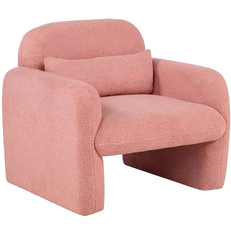 Fauteuil moderne en tissu polaire Teddy avec coussin pour salon, chambre à coucher, bureau