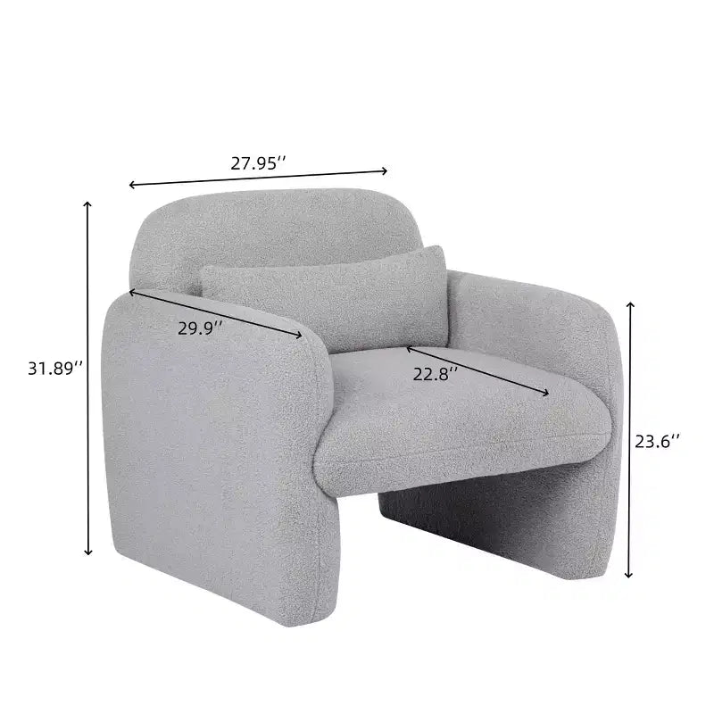 Fauteuil moderne en tissu polaire Teddy avec coussin pour salon, chambre à coucher, bureau