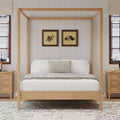 GDFStudio Ford Solid Wood Canopy Bed Frame with Poster Platform and Slats Support