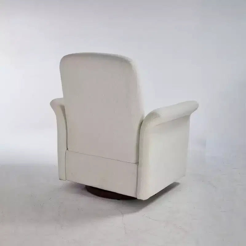 Fauteuil pivotant moderne avec base en bois, fauteuil lounge en forme de tonneau avec accoudoir incurvé, canapé simple pour salon et chambre à coucher
