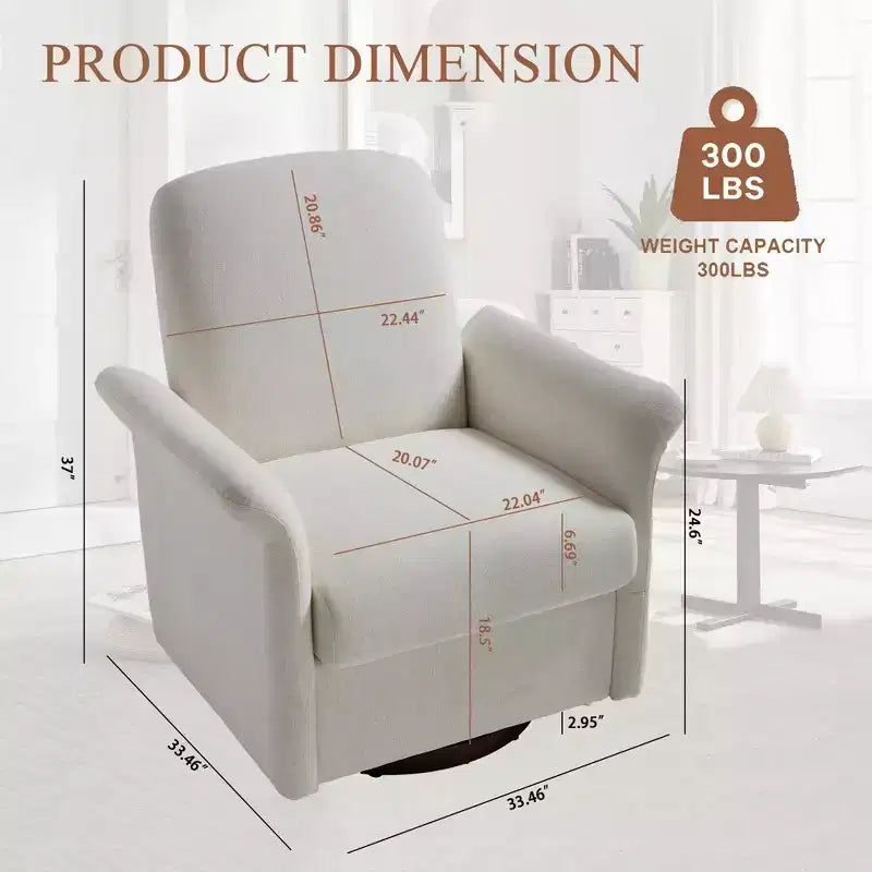 Fauteuil pivotant moderne avec base en bois, fauteuil lounge en forme de tonneau avec accoudoir incurvé, canapé simple pour salon et chambre à coucher