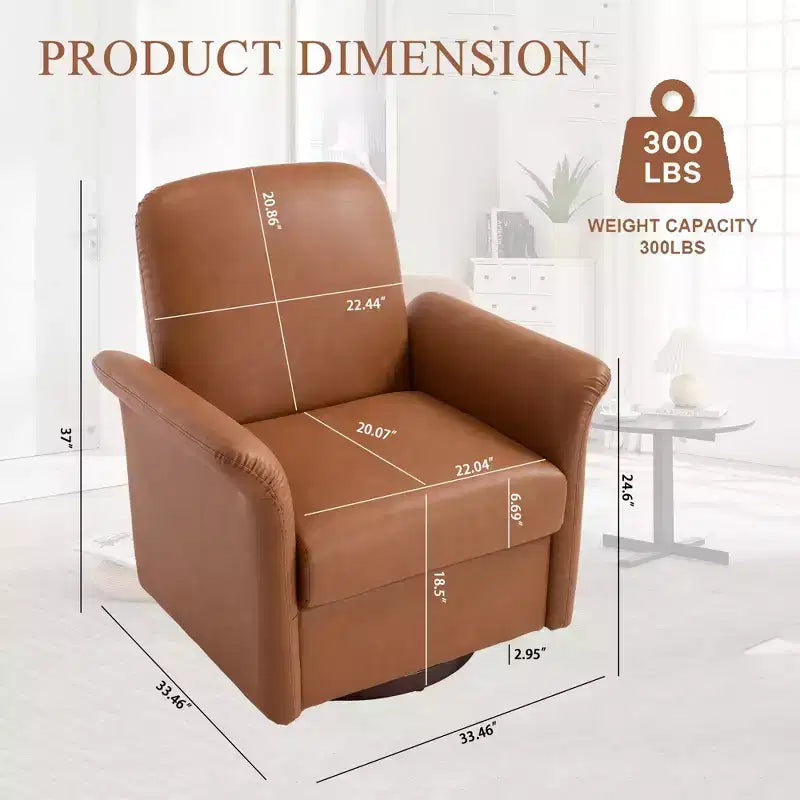 Fauteuil pivotant moderne avec base en bois, fauteuil lounge en forme de tonneau avec accoudoir incurvé, canapé simple pour salon et chambre à coucher