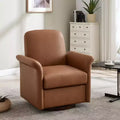 Fauteuil pivotant moderne avec base en bois, fauteuil lounge en forme de tonneau avec accoudoir incurvé, canapé simple pour salon et chambre à coucher