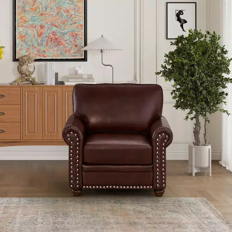 Canapé simple moderne en similicuir de 91 cm avec pieds en bois pour salon, bureau, appartement
