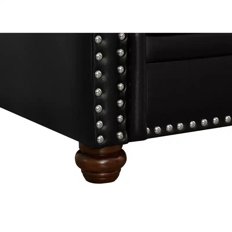 Canapé simple moderne en similicuir de 91 cm avec pieds en bois pour salon, bureau, appartement