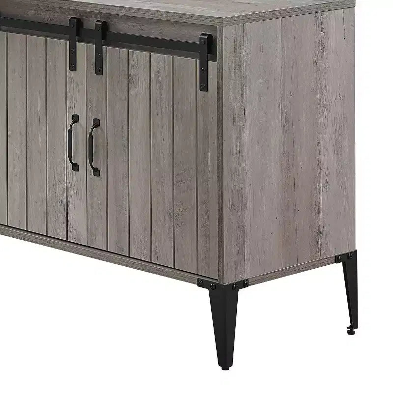 Bureau d'écriture en L de 48 pouces, bureau d'ordinateur moderne avec rangement à porte coulissante, gestion des câbles, pieds en métal pour bureau à domicile