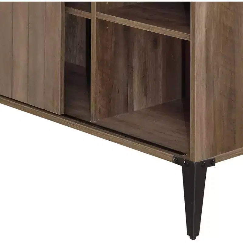 Bureau d'écriture en L de 48 pouces, bureau d'ordinateur moderne avec rangement à porte coulissante, gestion des câbles, pieds en métal pour bureau à domicile