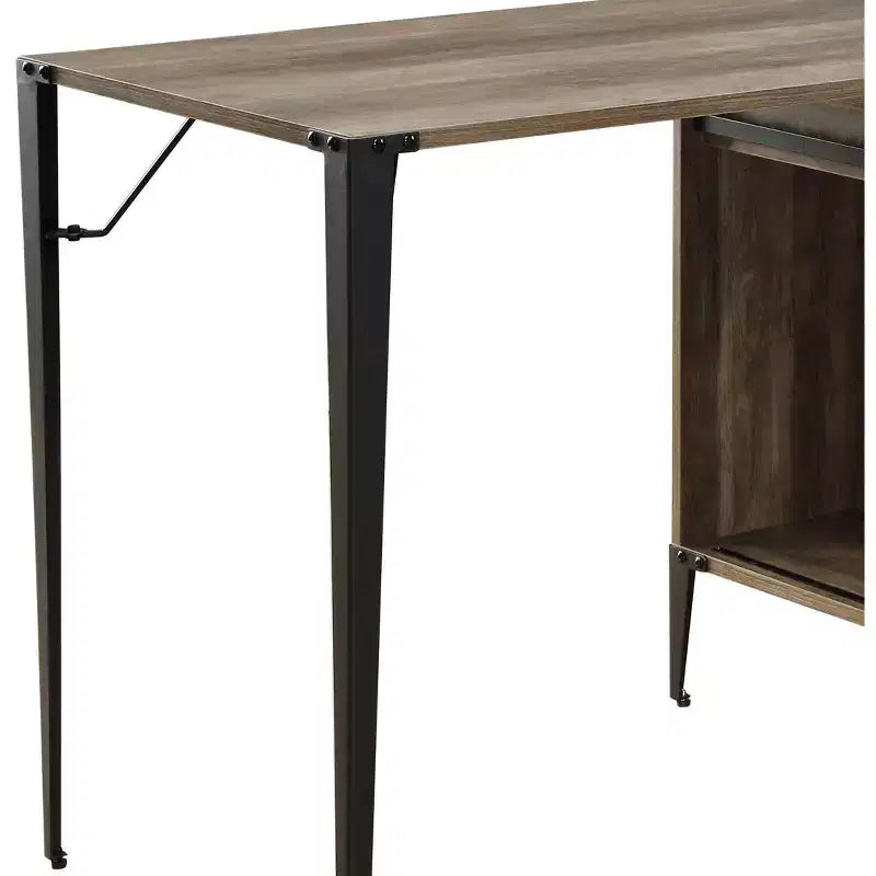 Bureau d'écriture en L de 48 pouces, bureau d'ordinateur moderne avec rangement à porte coulissante, gestion des câbles, pieds en métal pour bureau à domicile