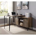 Bureau d'écriture en L de 48 pouces, bureau d'ordinateur moderne avec rangement à porte coulissante, gestion des câbles, pieds en métal pour bureau à domicile