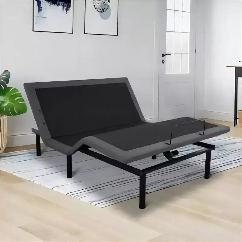 Cadre de lit réglable zéro espace avec télécommande sans fil et massage, montage facile, tête et pieds ajustables, ports USB