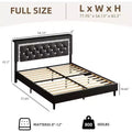Platform Bed Frame with Upholstered Diamond Tufted Headboard, Wood Slat Support, No Box Spring Required for Full, Queen or King Size