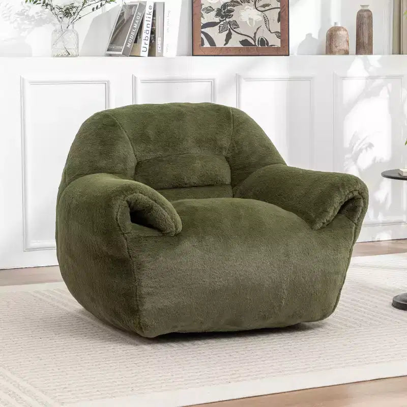 Pouf poire avec dossier, Canapé pouf en fausse fourrure pour adultes et enfants, Canapé de sol rembourré