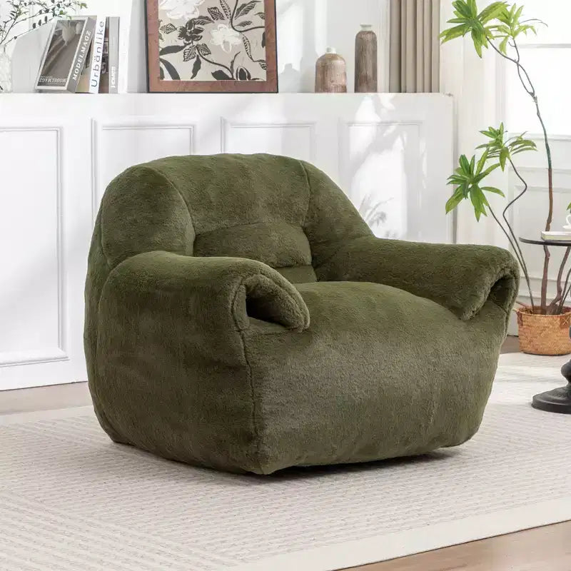 Pouf poire avec dossier, Canapé pouf en fausse fourrure pour adultes et enfants, Canapé de sol rembourré
